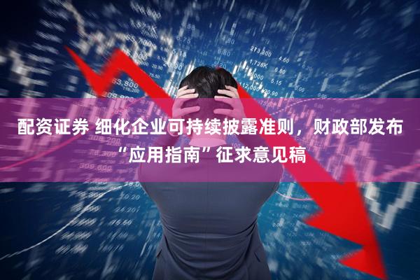 配资证券 细化企业可持续披露准则，财政部发布“应用指南”征求意见稿